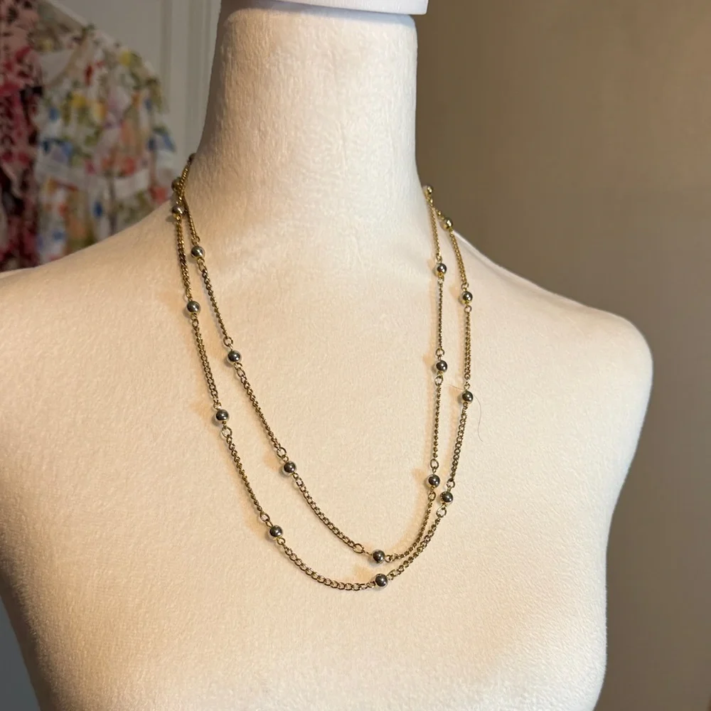 long bronze gold beaded boho necklace.